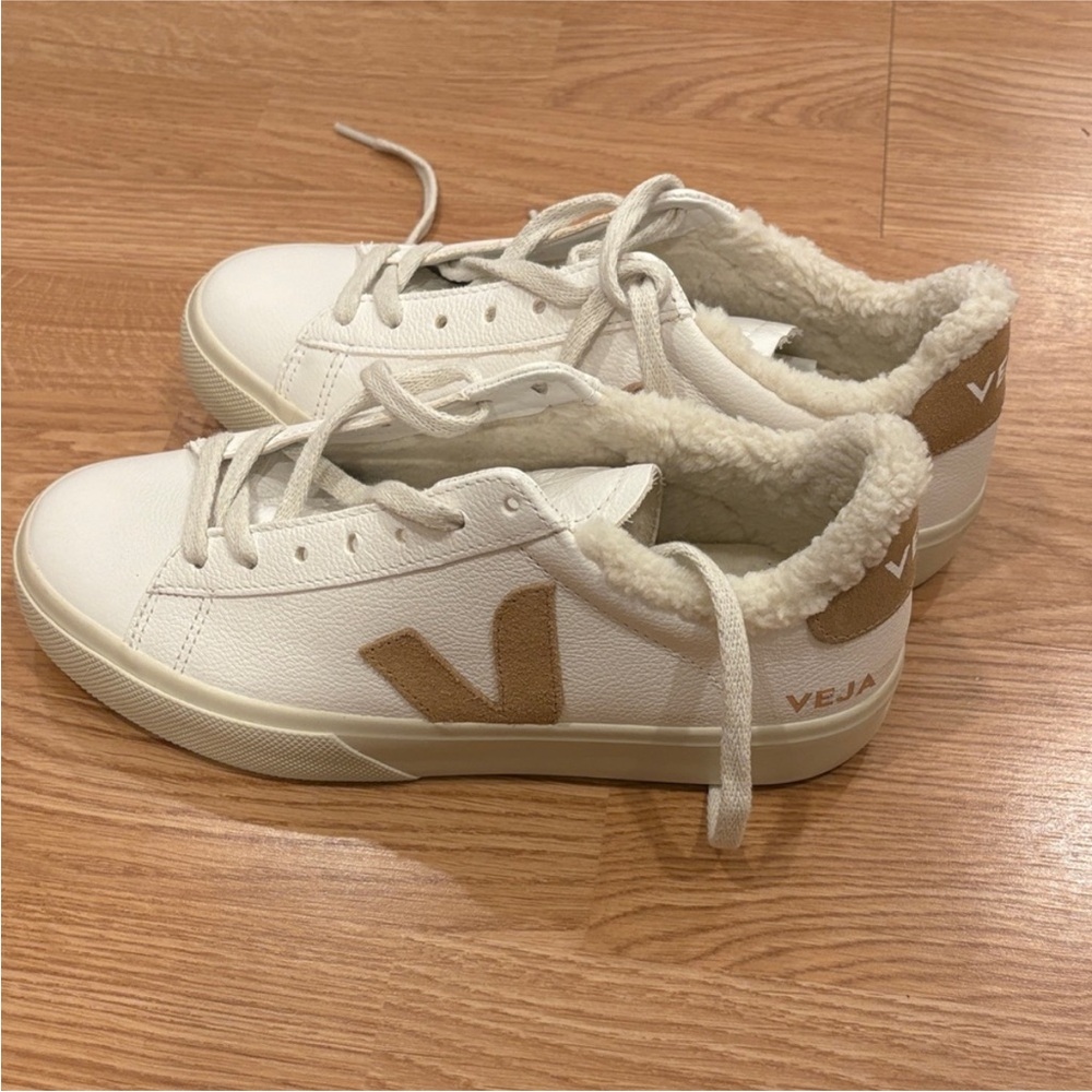 Veja Women's White and Tan Sneakers